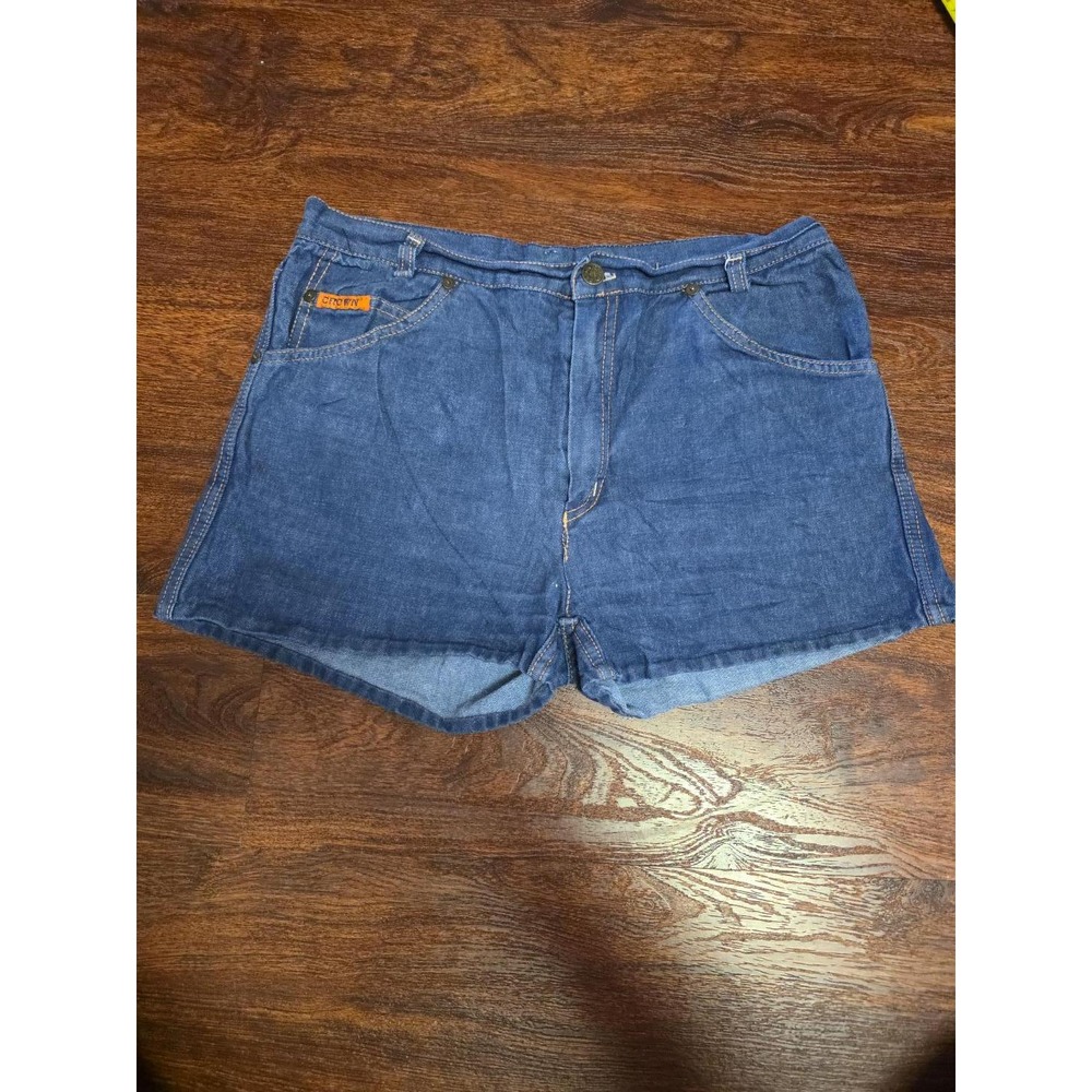 Vintage Crown Denim Shorts High Waist Zip Pocket Jean Shorts 90s Y2K 31" Waist